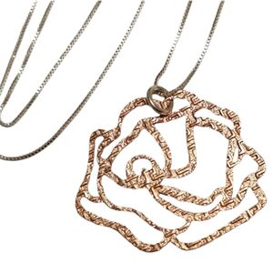 ROSE Gold Over Sterling Silver Pendant ; Chain Necklace 18"